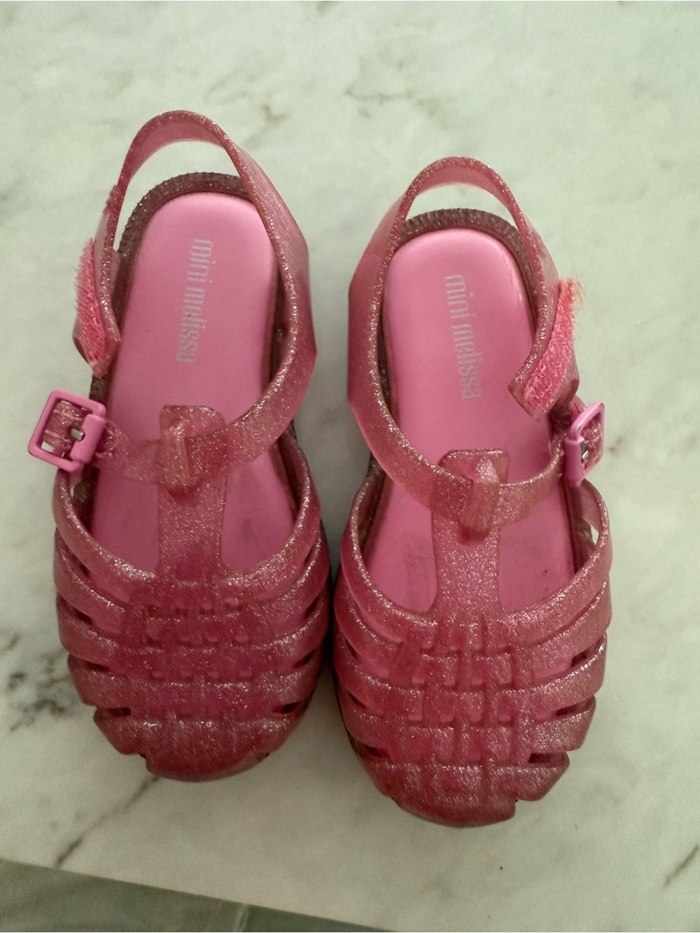Mini Melissa Glitter Pink Jelly Sandals